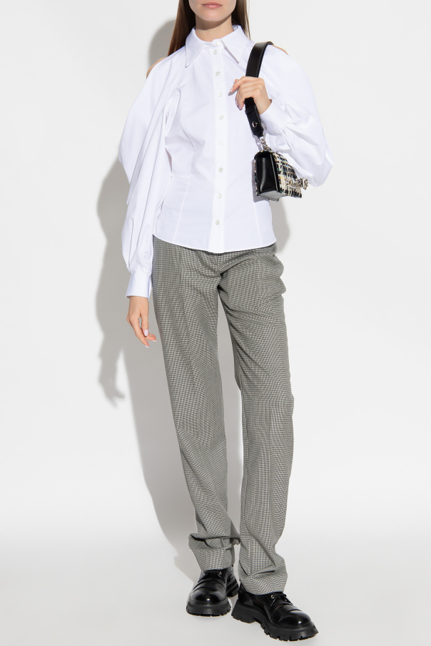 front iridescent trousers Alexander McQueen - Black Pleat